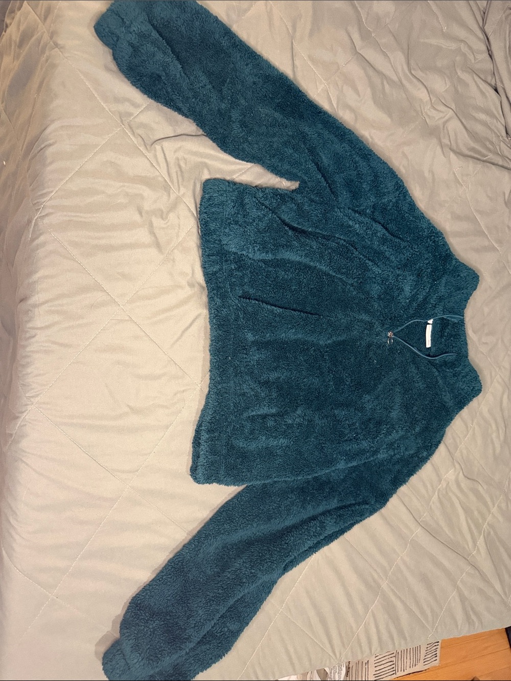 SO Teal Plush Teddy Jacket with Quarter Zip